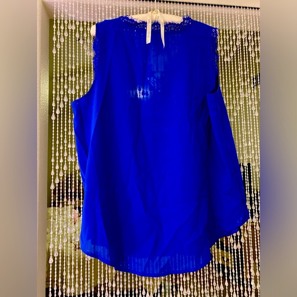 LACE BLUE BLOUSE NWOT - Picture 3 of 4